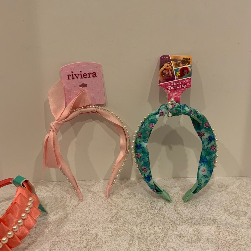 NWT 2 girls headbands, Disney princess with ocean theme, Riviera